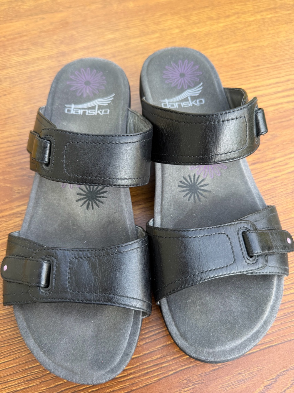 Dansko Leather Slide Sandals Women EU 40 US 9.5-10 Black Comfort Adjustable